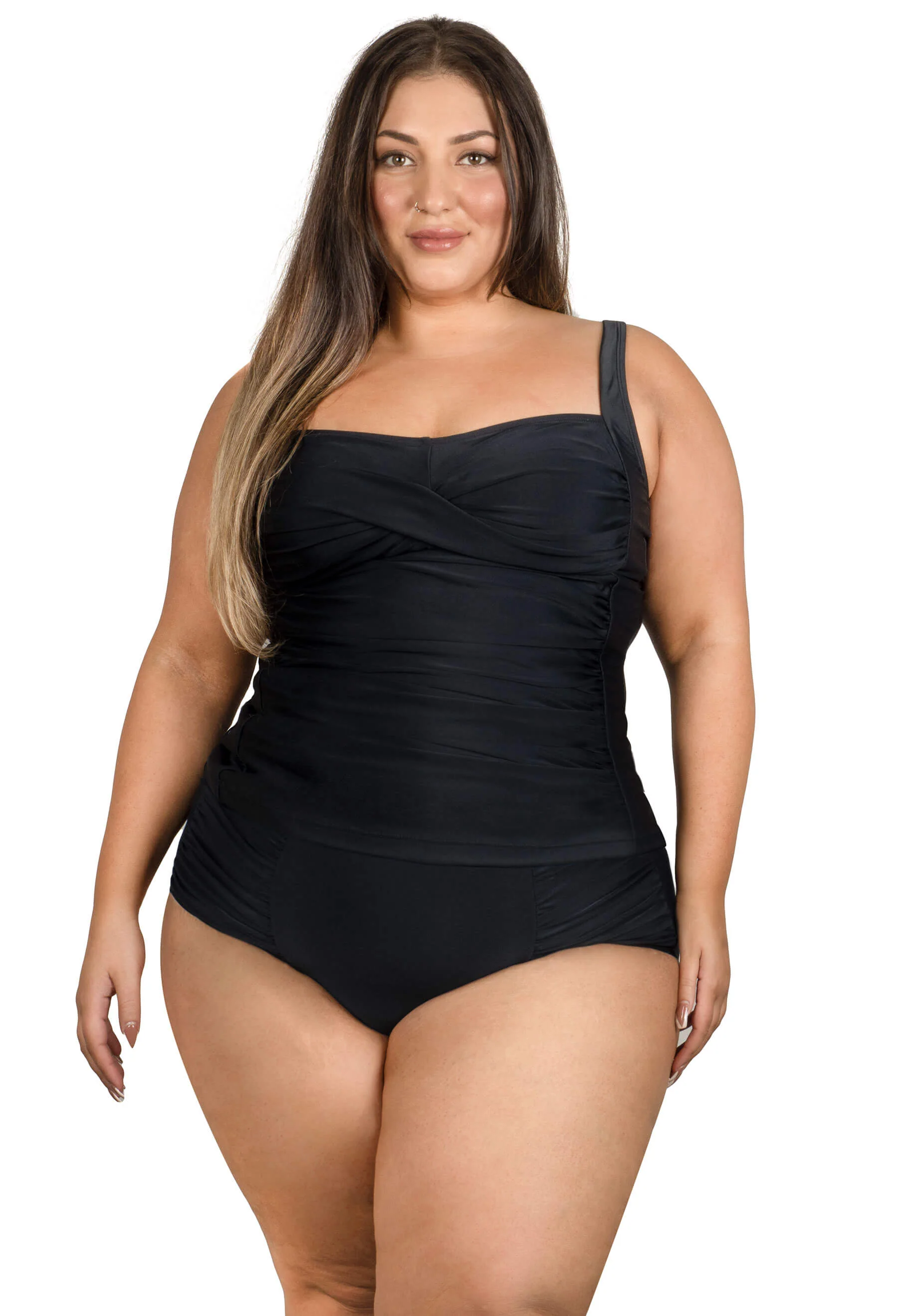 Plus Size Shaping High Waisted Brief and Tankini Swimsuit Set - Image 8