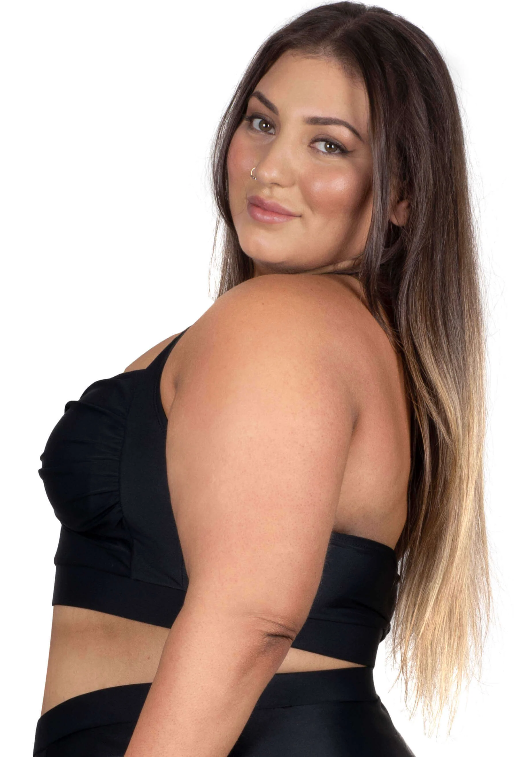 Plus Size Halter Neck Ruched Swim Bra - Image 3