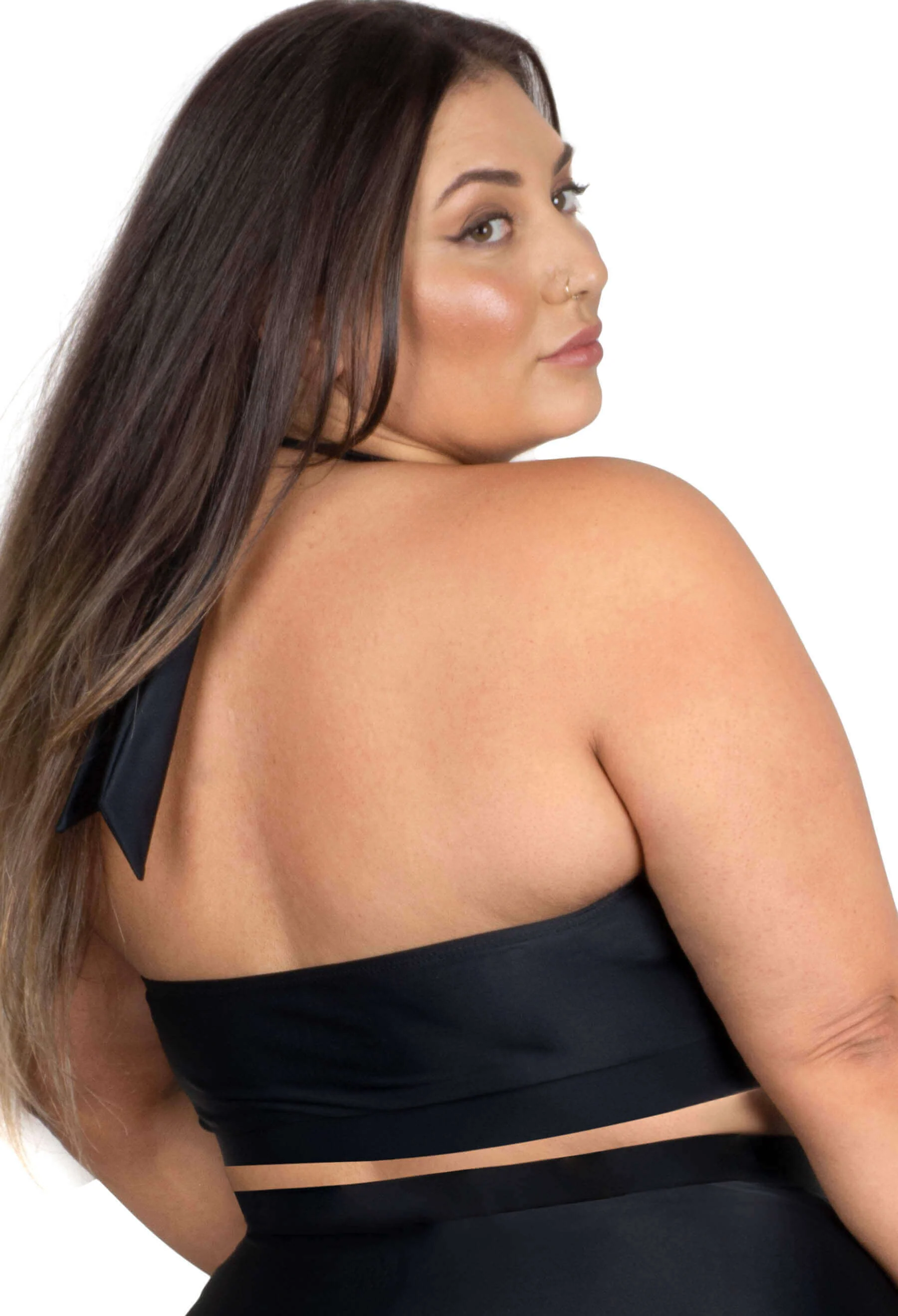 Plus Size Halter Neck Ruched Swim Bra - Image 4