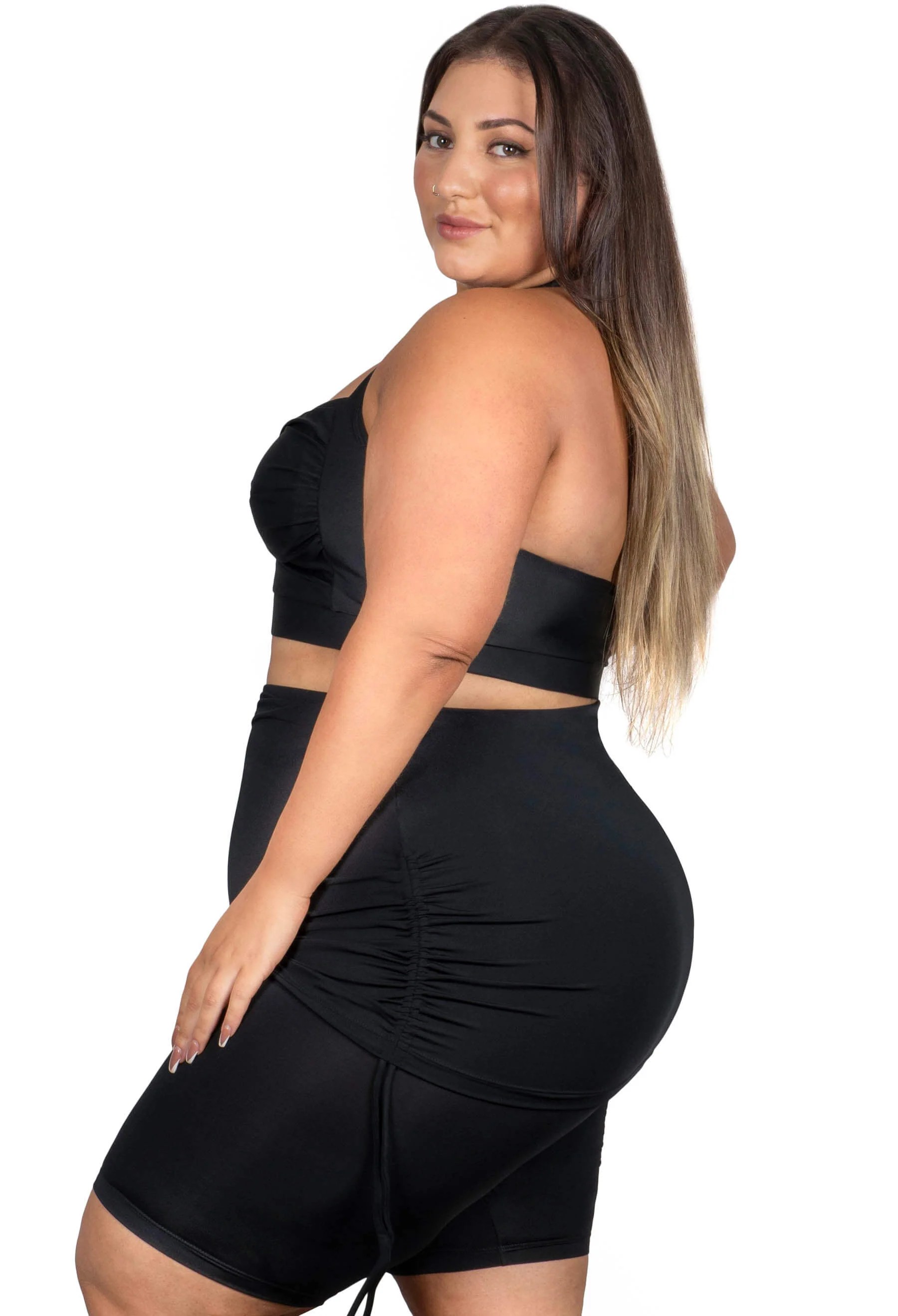 Plus Size Halter Neck Ruched Swim Bra - Image 5
