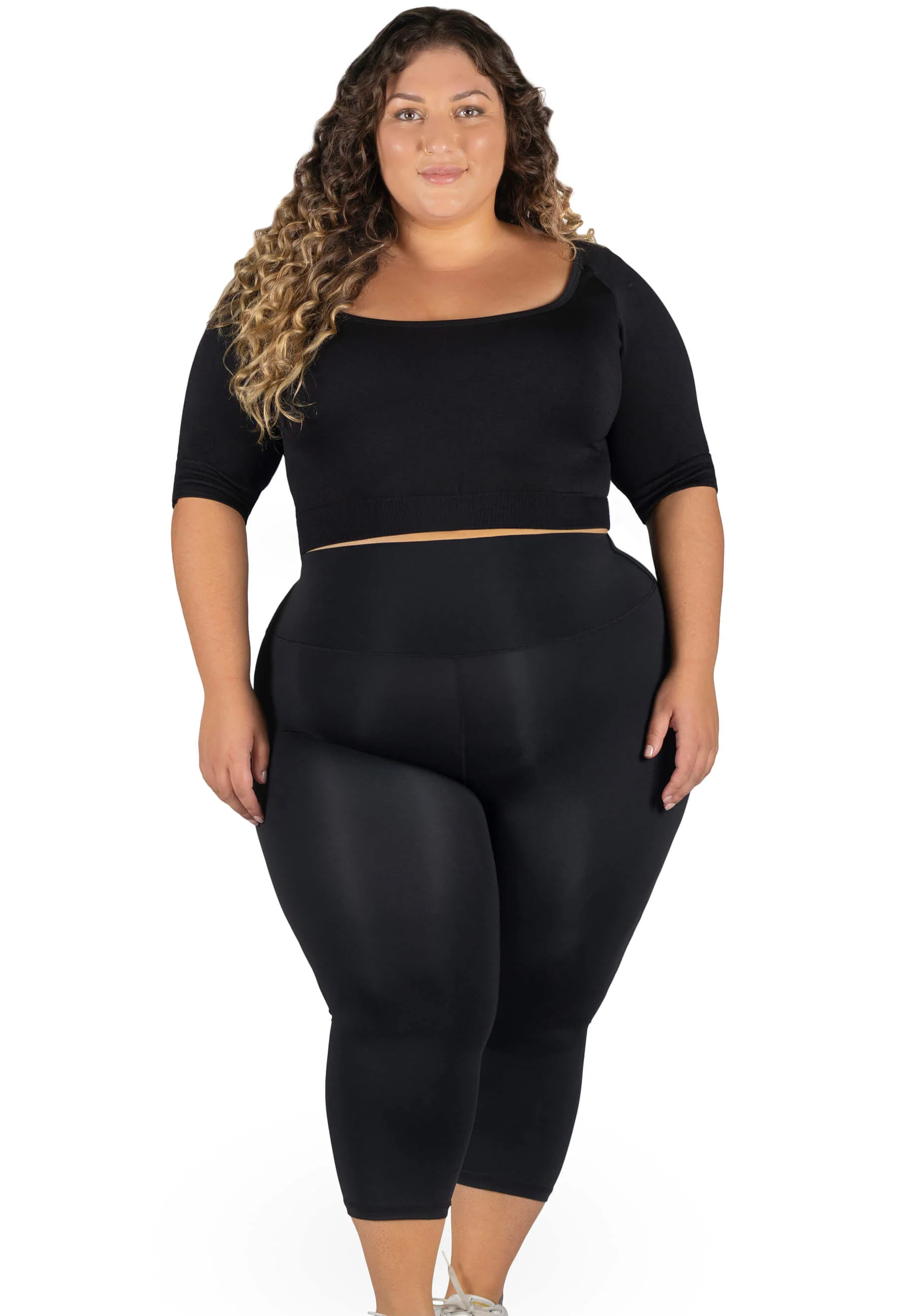 Plus Size High Waisted 3/4 Capri Gym Leggings (Lint & Pet Hair Resistant) - Image 3
