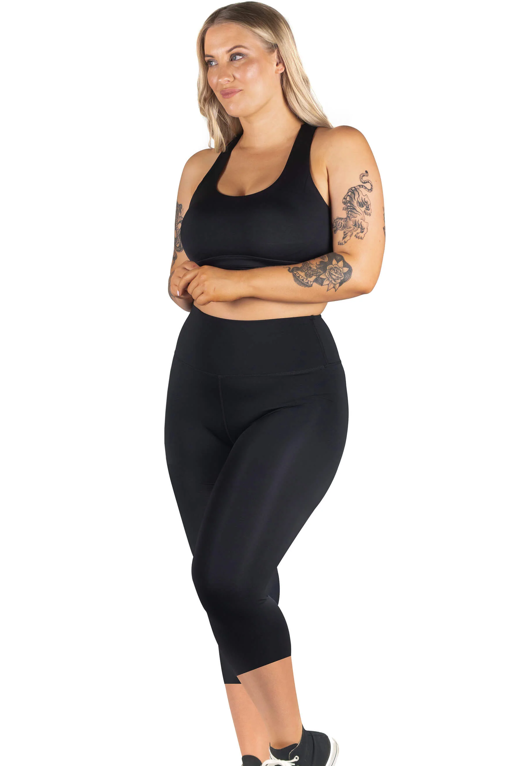 Plus Size High Waisted 3/4 Capri Gym Leggings (Lint & Pet Hair Resistant) - Image 7