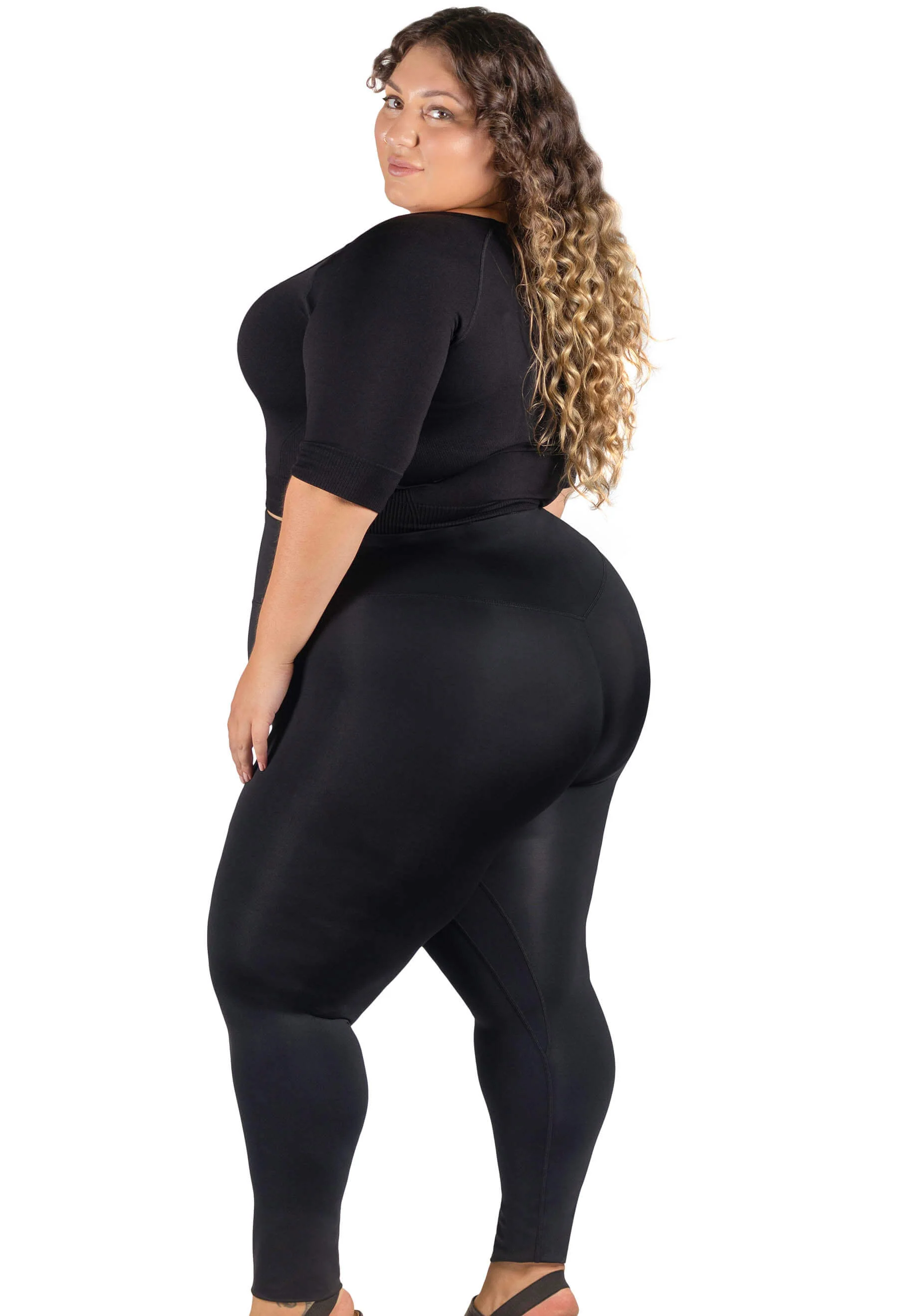 Plus Size High Waisted Sleek Gym Leggings (Lint & Pet Hair Resistant) - Image 3