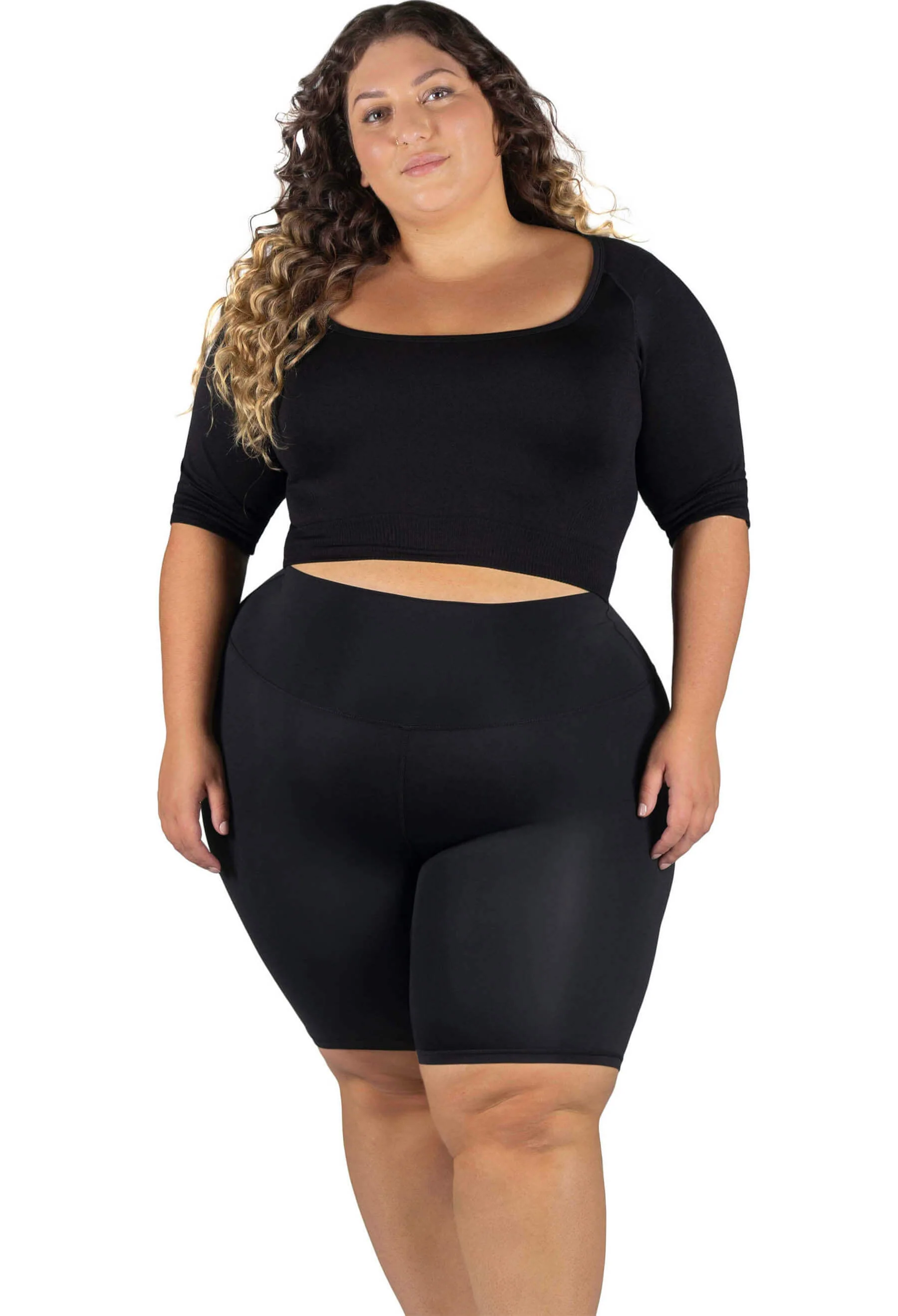 Plus Size High Waisted Long Biker Shorts (Lint & Pet Hair Resistant) - Image 3
