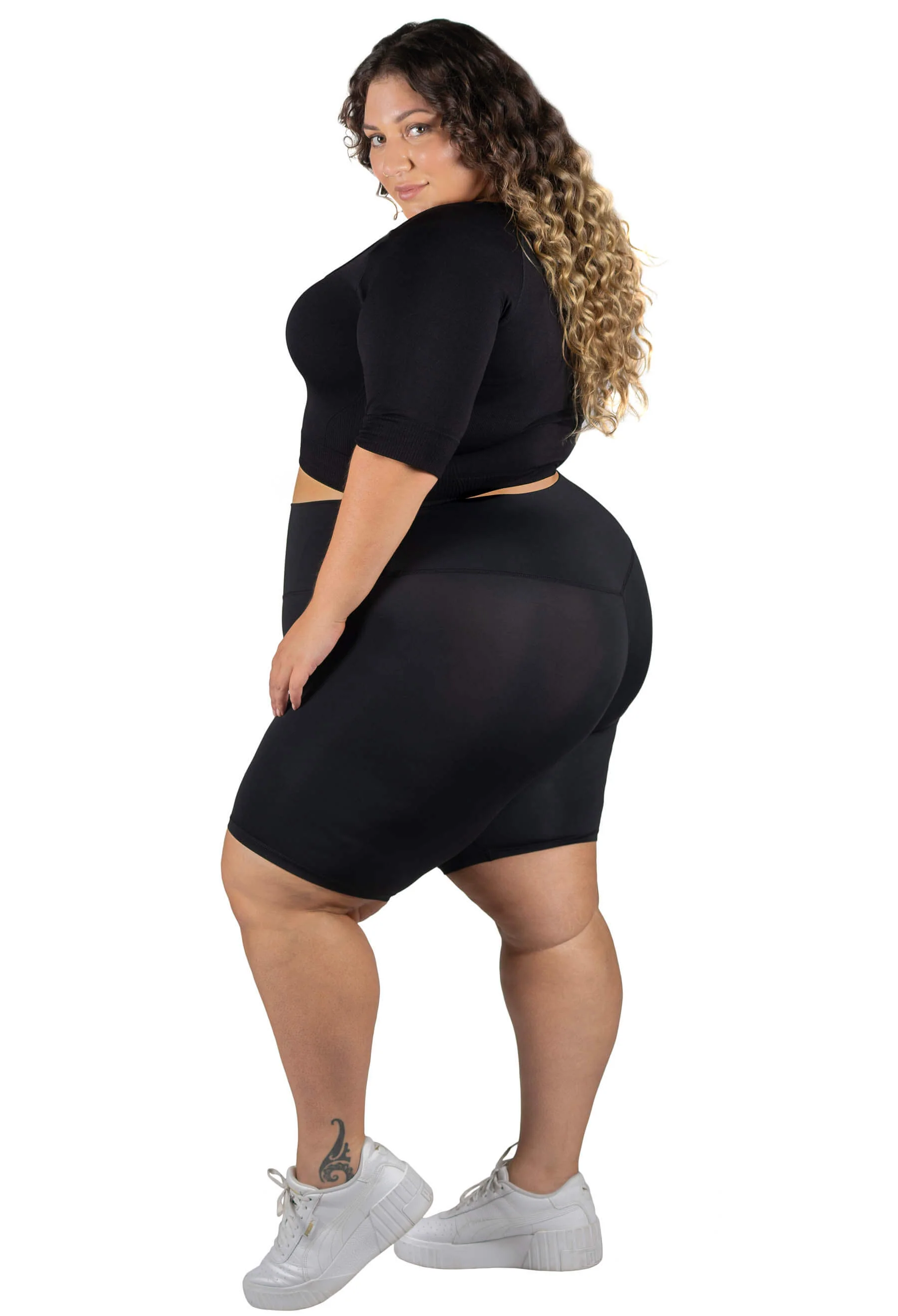 Plus Size High Waisted Long Biker Shorts (Lint & Pet Hair Resistant) - Image 4