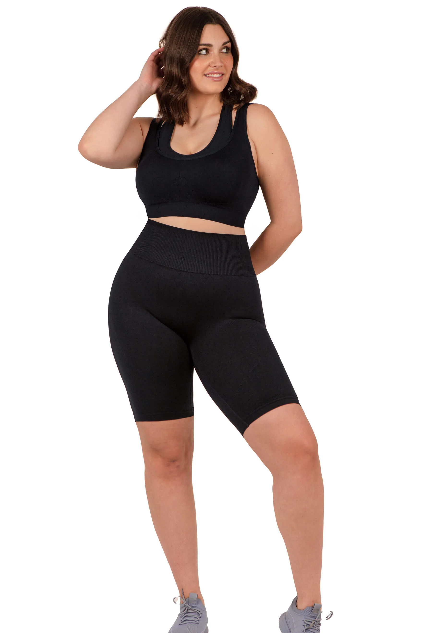 Plus Size Seamless High Waist Long Biker Shorts - Image 8
