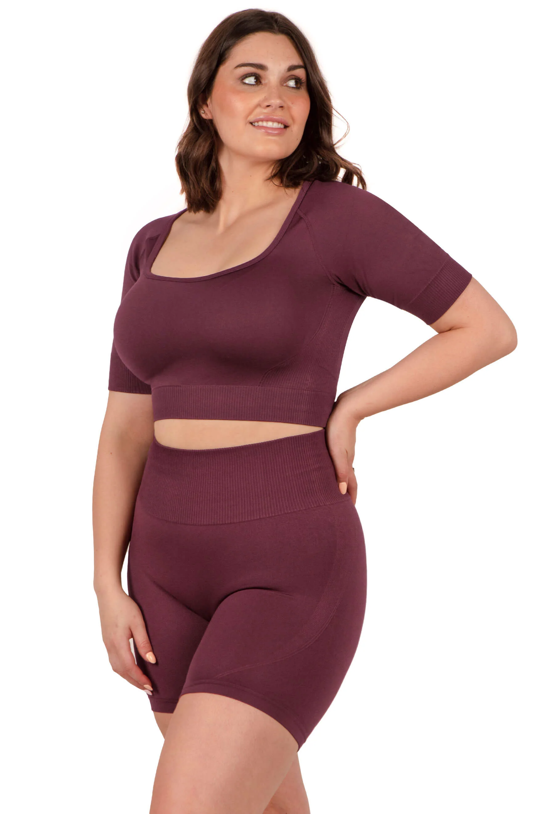 Plus Size Seamless High Waist Midi Biker Shorts - Image 9