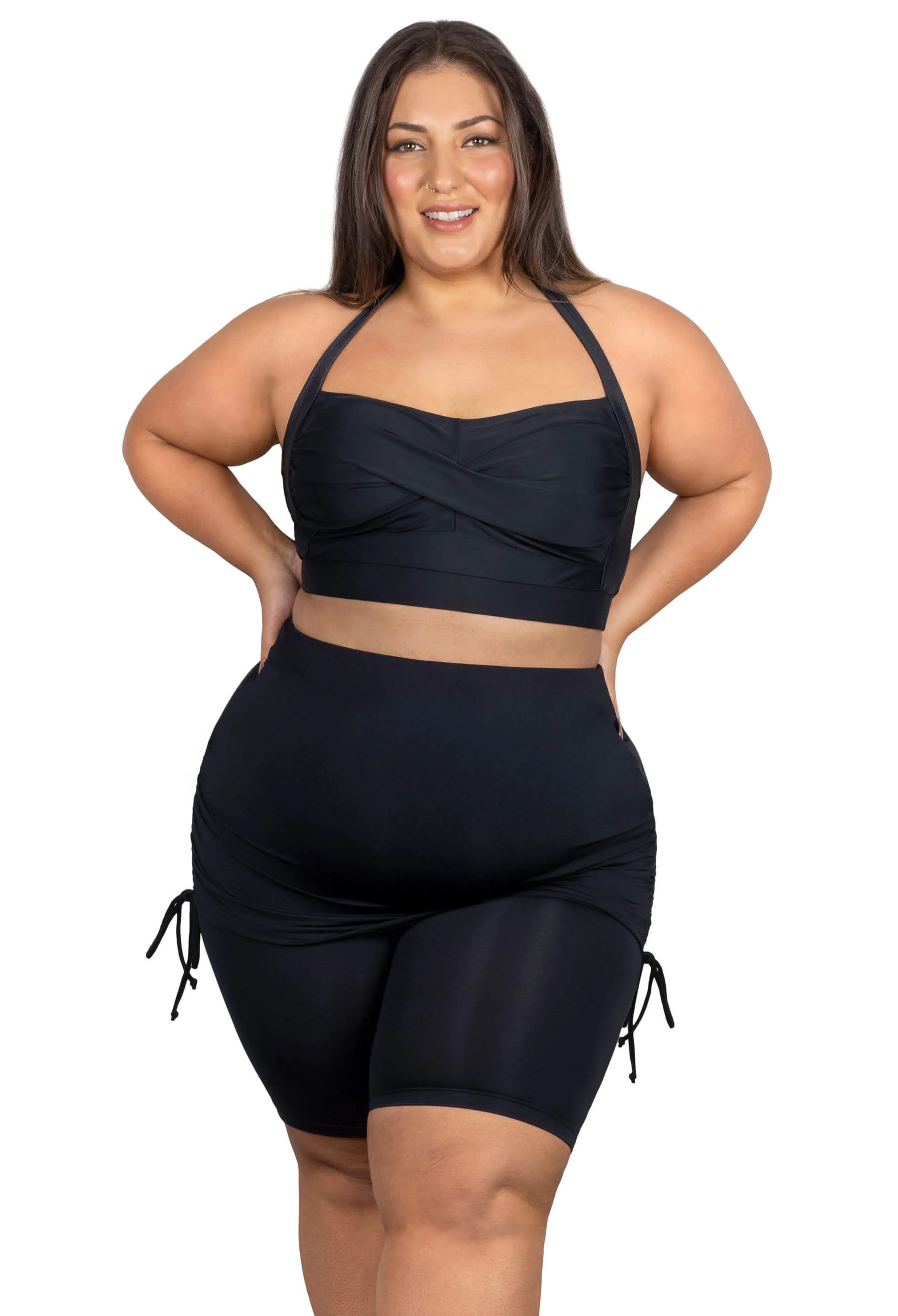 Plus Size Anti Chafing Swim Shorts with Skirt - Image 4