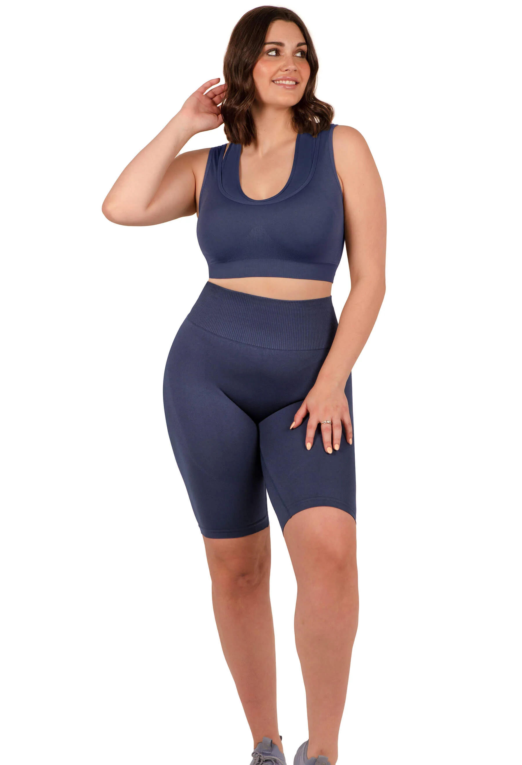 Seamless High Waist Long Biker Shorts - 3 Pack - Image 17