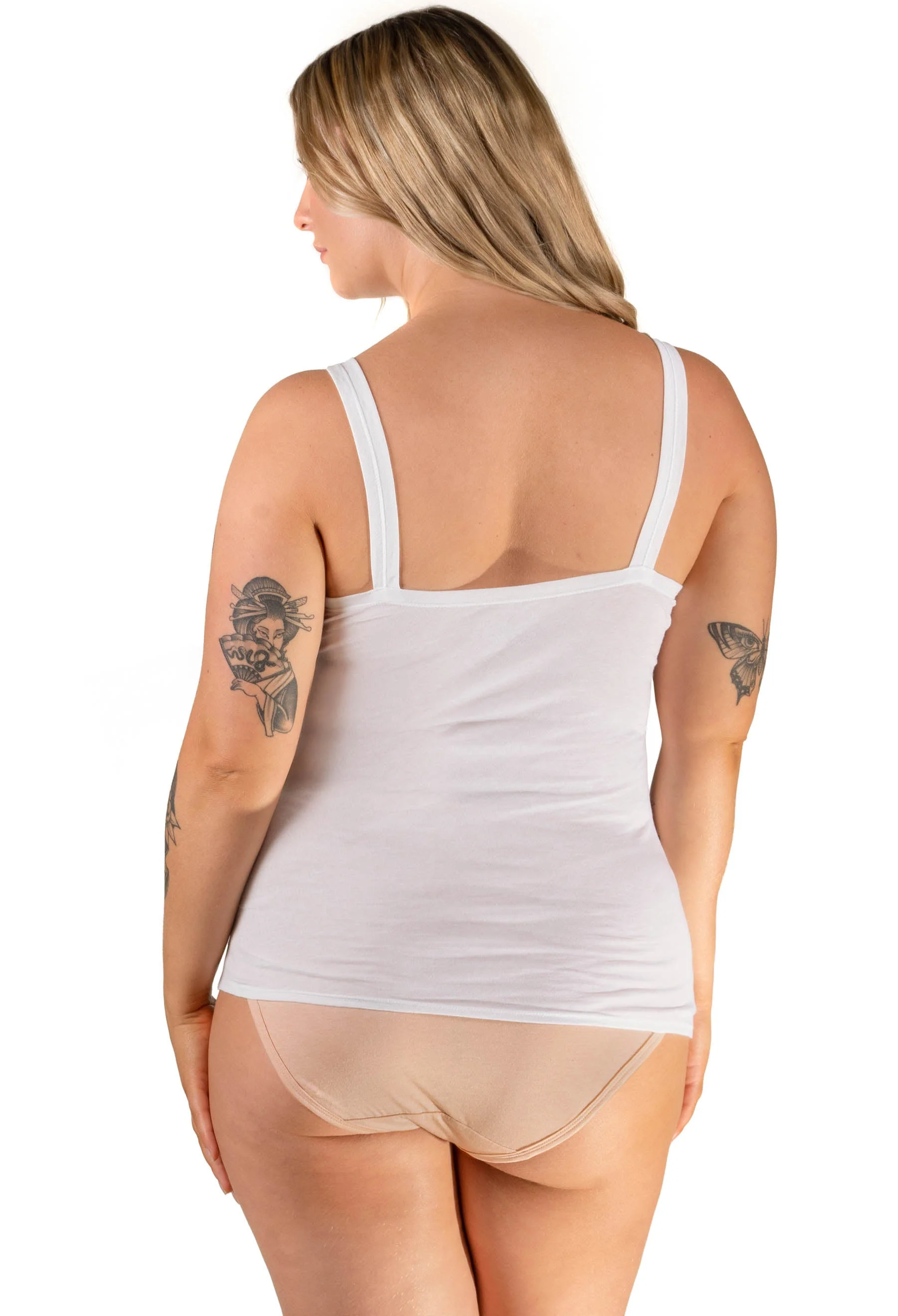 White Superfine 100% Cotton Camisole - 4 Pack - Image 3