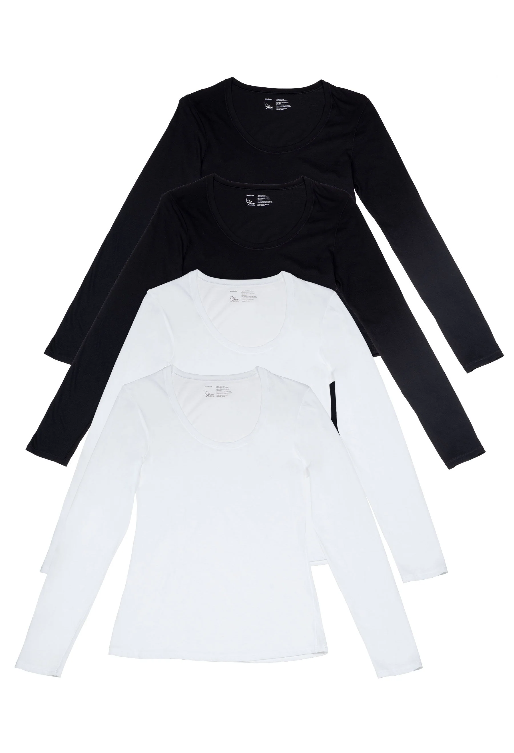 Superfine 100% Cotton Long Sleeve Top - 4 Pack